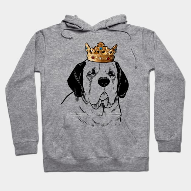 Saint Bernard Dog King Queen Wearing Crown Hoodie by millersye